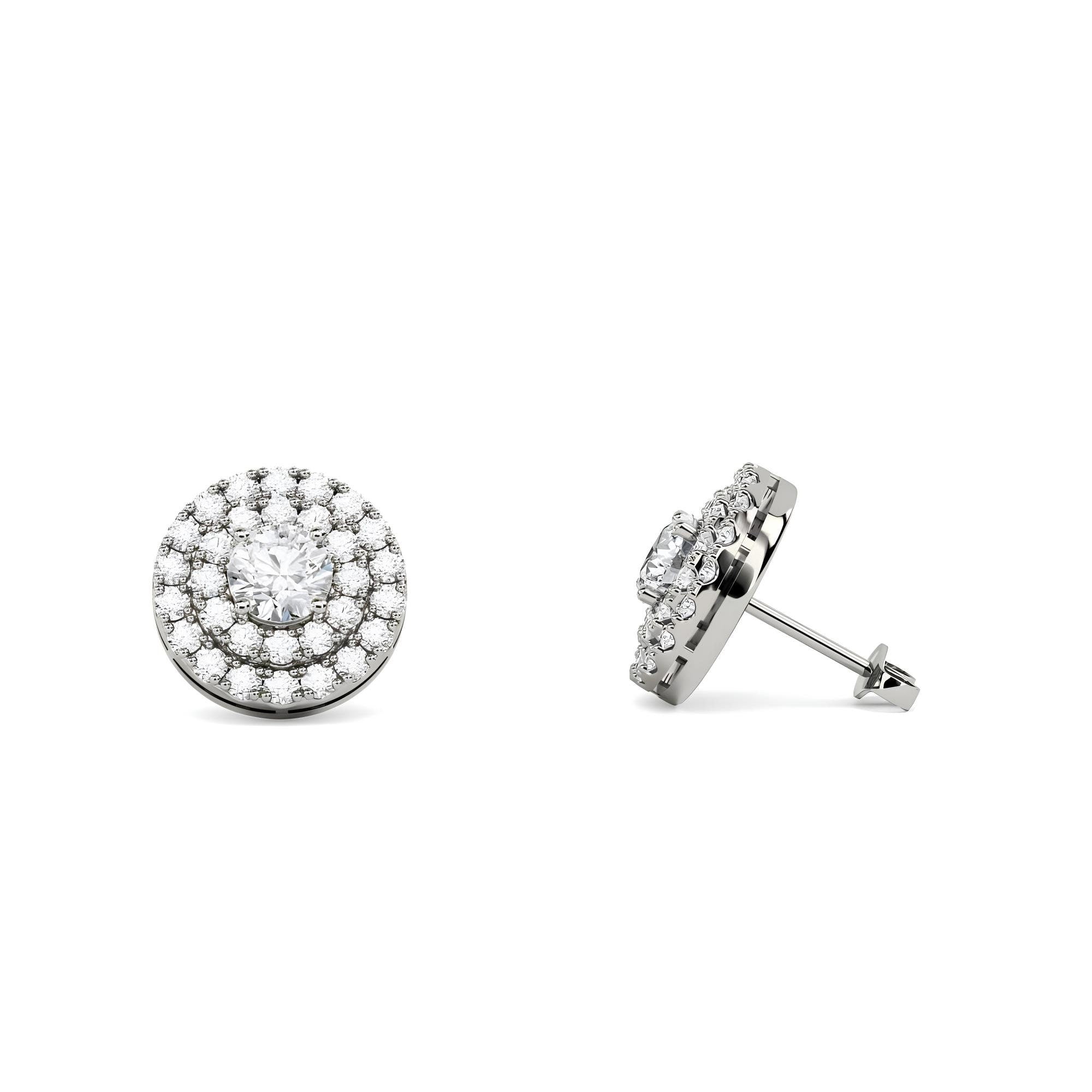 IGI Certified 0.80 CTW Round Cut Lab-Grown Diamond Halo Stud Earrings EF VS/SI Clarity 14K Gold Bridesmaids Earrings